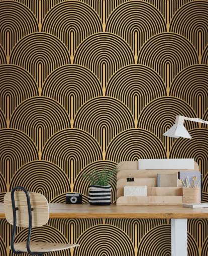 papel pintado de escamas de sirena de color negro y dorado