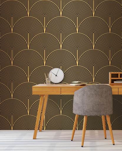 papel pintado de escamas de sirena de color negro y dorado