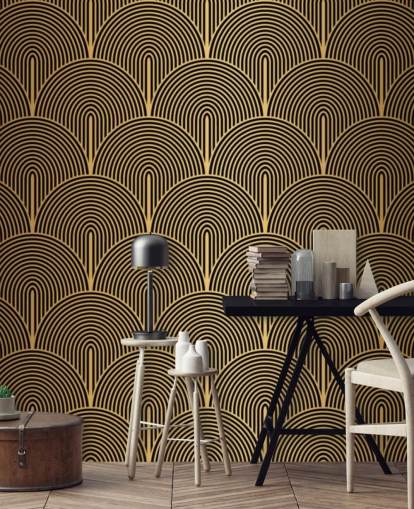 black and gold colored mermaid scales wallpaper