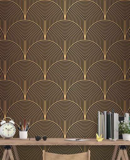 black and gold colored mermaid scales wallpaper