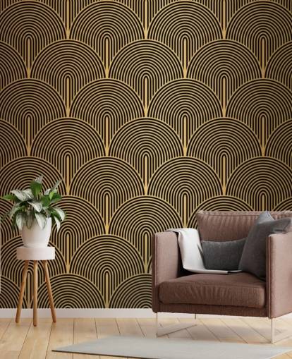 papel pintado de escamas de sirena de color negro y dorado