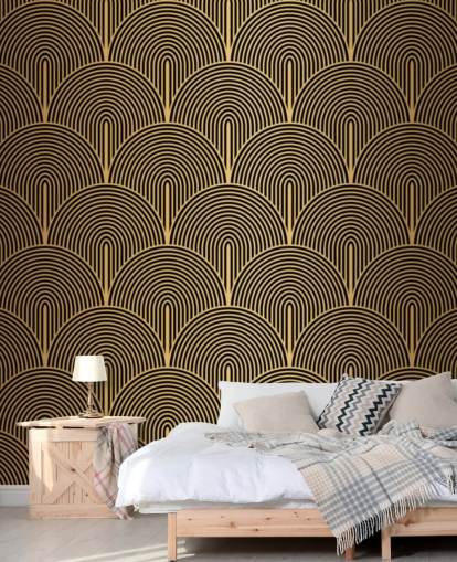 papel pintado de escamas de sirena de color negro y dorado