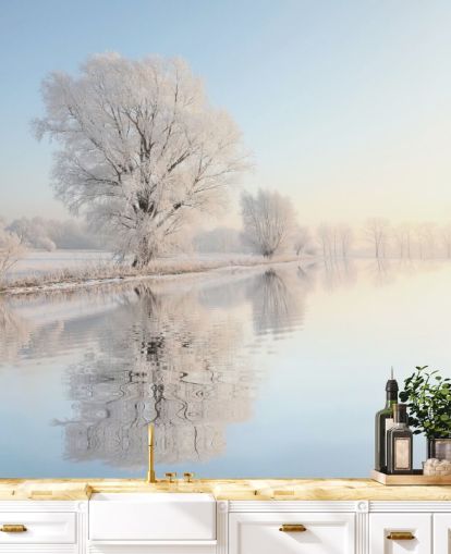 Decorazione murale con fiume ghiacciato