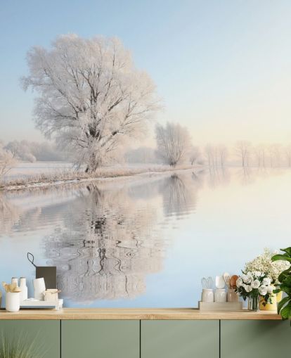 Decorazione murale con fiume ghiacciato