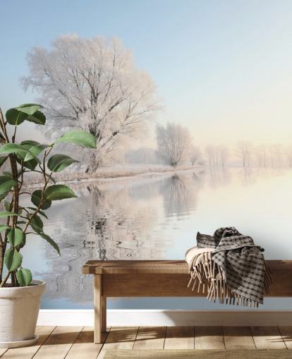 Decorazione murale con fiume ghiacciato