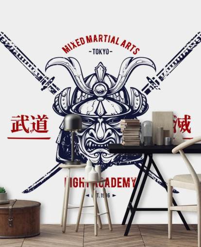 Papel pintado de graffiti de guerrero japonés