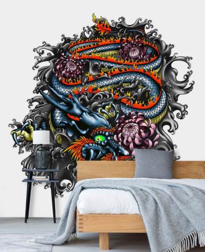 Papel de parede japonês Dragon Graffiti Papel de parede japonês Dragon Graffiti