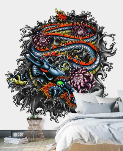 Fondo de pantalla de graffiti dragón japonés