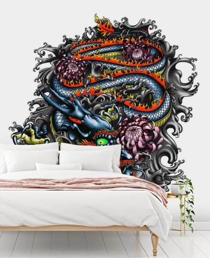 Fondo de pantalla de graffiti dragón japonés