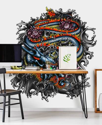 Japanese Dragon Graffiti Baggrund Japanese Dragon Graffiti Baggrund