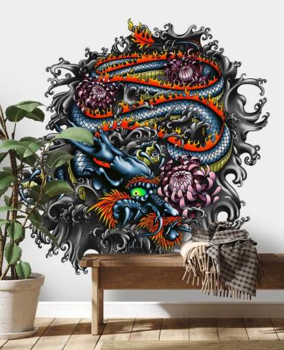 Fondo de pantalla de graffiti dragón japonés