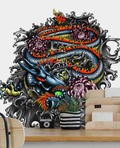 Papier Peint Graffiti Dragon Japonais