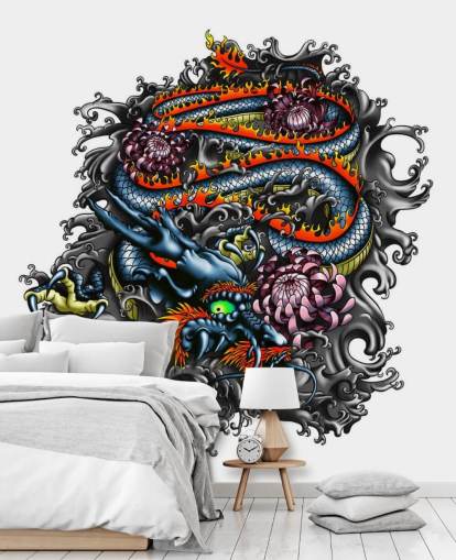 Fondo de pantalla de graffiti dragón japonés