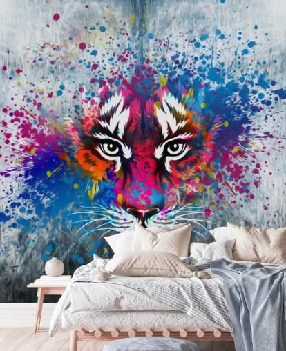 papier peint mural de tigre personnalisable graffiti appelé Tiger Art pour chambre