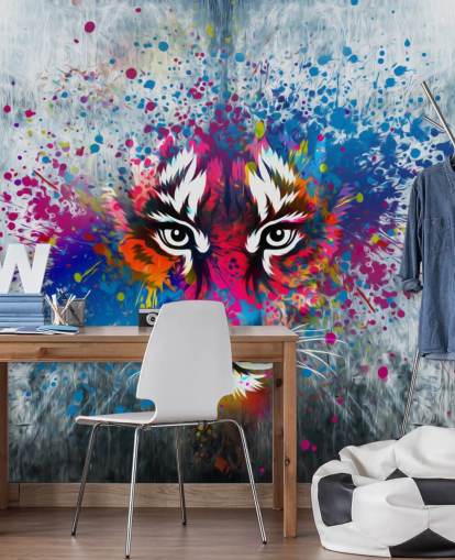 papier peint mural de tigre personnalisable graffiti appelé Tiger Art pour chambre