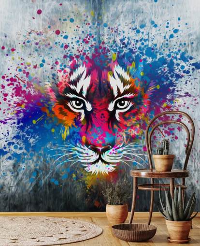 graffiti-muokattava tiikeri-taustakuvamaalaus nimeltä Tiger Art makuuhuoneeseen graffiti-muokattava tiikeri-taustakuvamaalaus nimeltä Tiger Art makuuhuoneeseen
