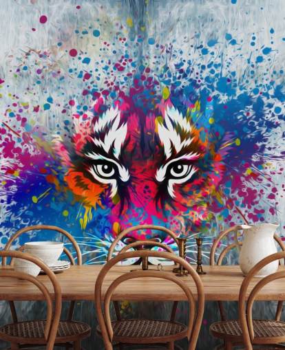 graffiti-muokattava tiikeri-taustakuvamaalaus nimeltä Tiger Art makuuhuoneeseen