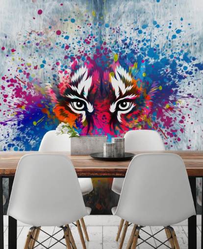 Personalisierbares Graffiti-Tapeten-Wandbild Tiger Art für Schlafzimmer