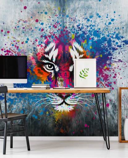 graffiti customizable tiger wallpaper mural called Tiger Art for bedroom