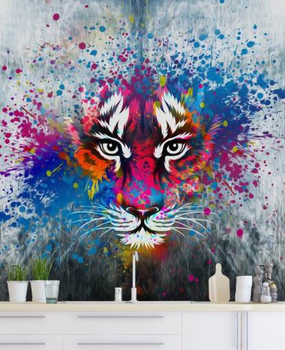 graffiti customisable tiger wallpaper mural called Tiger Art for bedroom