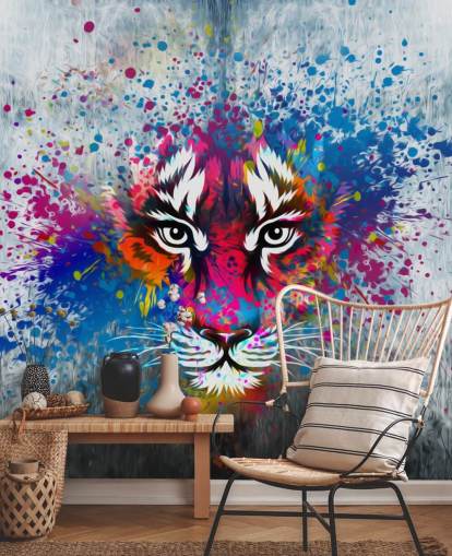 Personalisierbares Graffiti-Tapeten-Wandbild Tiger Art für Schlafzimmer