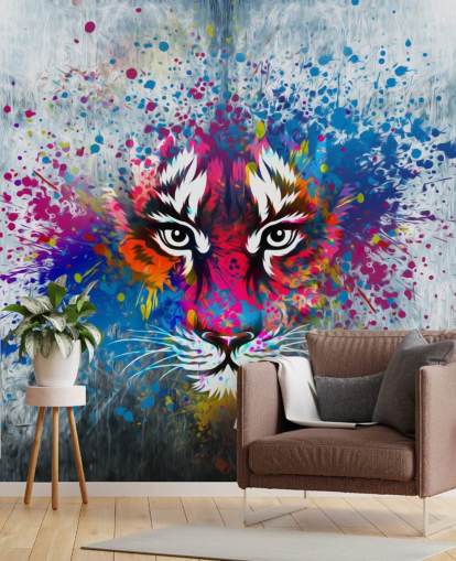 graffiti tilpassbart tiger tapet veggmaleri kalt Tiger Art for soverom graffiti tilpassbart tiger tapet veggmaleri kalt Tiger Art for soverom