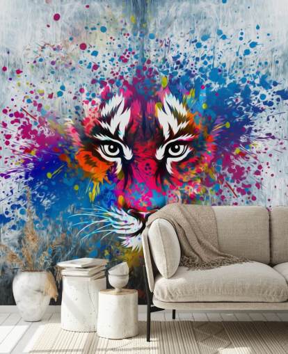 graffiti tilpasselig tiger tapet vægmaleri kaldet Tiger Art til soveværelse