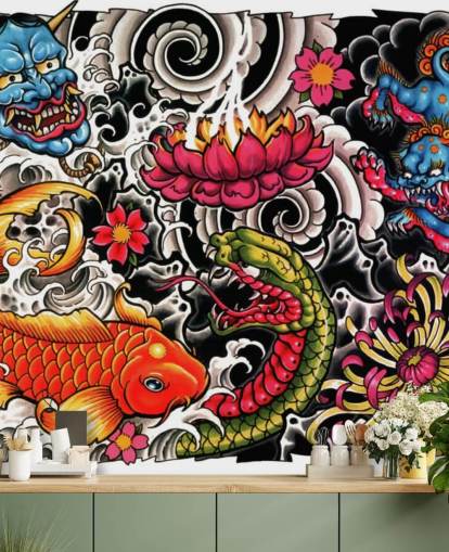 customisable japanese style graffiti wallpaper mural called Tattoo for homes and businesses customisable japanese style graffiti wallpaper mural called Tattoo for homes and businesses