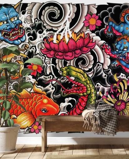 anpassningsbar japansk stil graffiti tapeter väggmålning kallad Tattoo för hem och företag