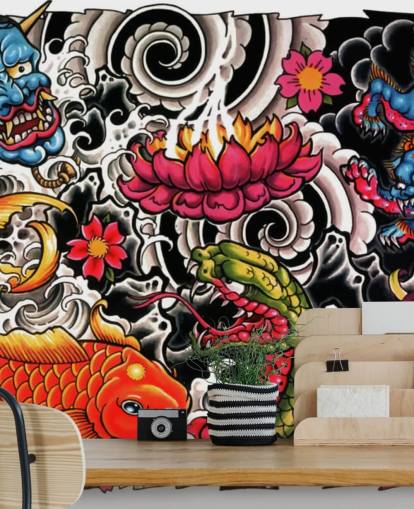 anpassningsbar japansk stil graffiti tapeter väggmålning kallad Tattoo för hem och företag