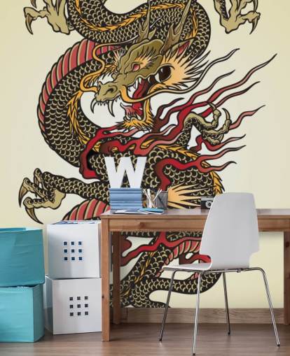 Asian Dragon Tattoo Wall Mural Wallpaper