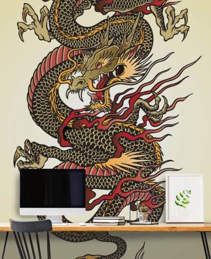 Asian Dragon Tattoo Wall Mural Wallpaper