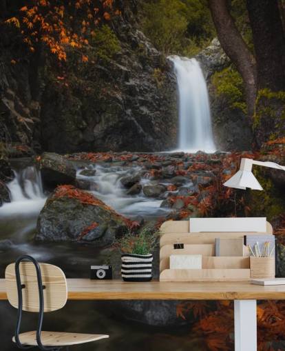 liten foss i høst skog tapet