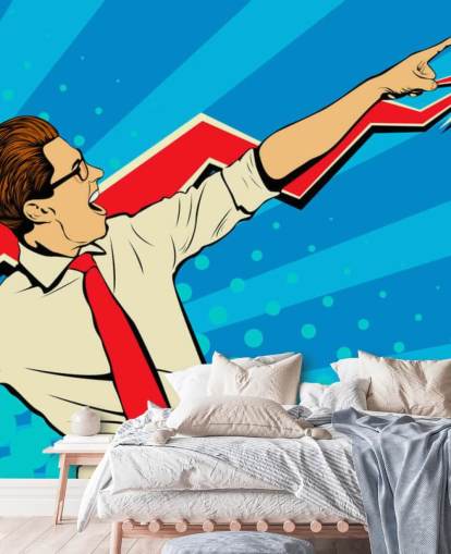 office guy with glasses doing a dab in pop art style wallpaper
