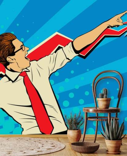 kontor fyr med briller gjør en dab i pop art stil tapet kontor fyr med briller gjør en dab i pop art stil tapet