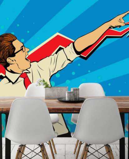 kontor fyr med briller gjør en dab i pop art stil tapet kontor fyr med briller gjør en dab i pop art stil tapet