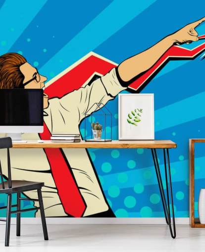 office guy with glasses doing a dab in pop art style wallpaper