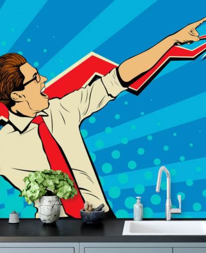 office guy with glasses doing a dab in pop art style wallpaper