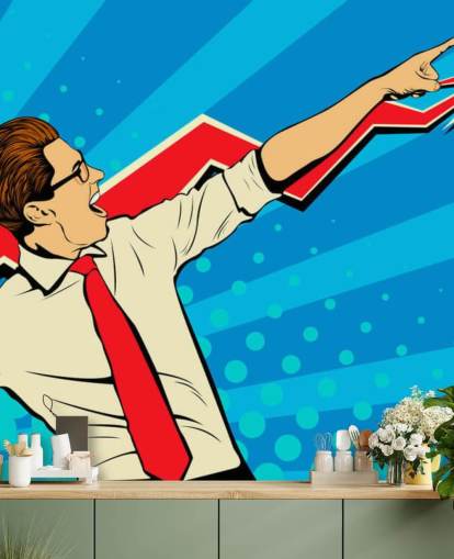 office guy with glasses doing a dab in pop art style wallpaper