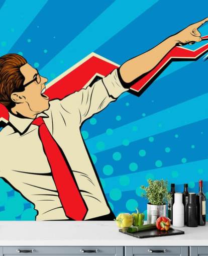 office guy with glasses doing a dab in pop art style wallpaper