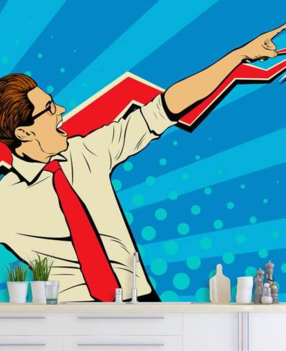 office guy with glasses doing a dab in pop art style wallpaper