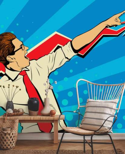 gars de bureau avec des lunettes faisant un dab dans le papier peint de style pop art gars de bureau avec des lunettes faisant un dab dans le papier peint de style pop art