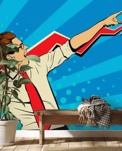 kontor fyr med briller gjør en dab i pop art stil tapet kontor fyr med briller gjør en dab i pop art stil tapet