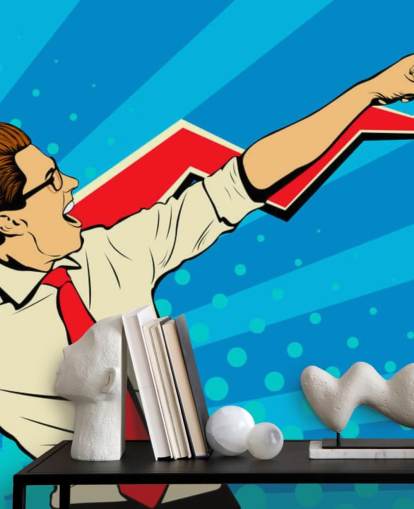 office guy with glasses doing a dab in pop art style wallpaper