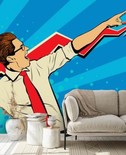 office guy with glasses doing a dab in pop art style wallpaper
