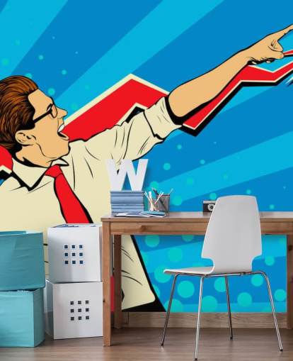 gars de bureau avec des lunettes faisant un dab dans le papier peint de style pop art gars de bureau avec des lunettes faisant un dab dans le papier peint de style pop art