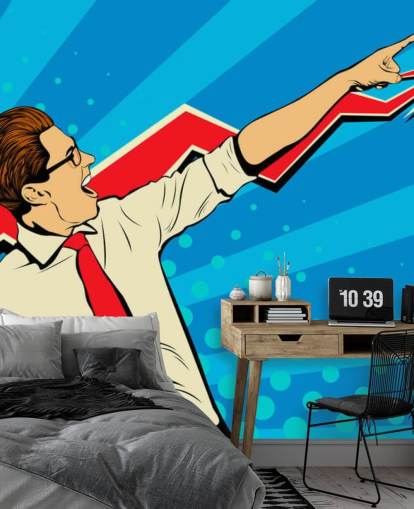 office guy with glasses doing a dab in pop art style wallpaper