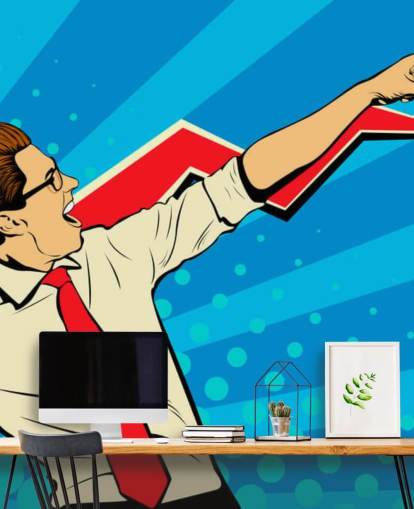 kantoorman met bril doet een dab in pop art stijl behang kantoorman met bril doet een dab in pop art stijl behang