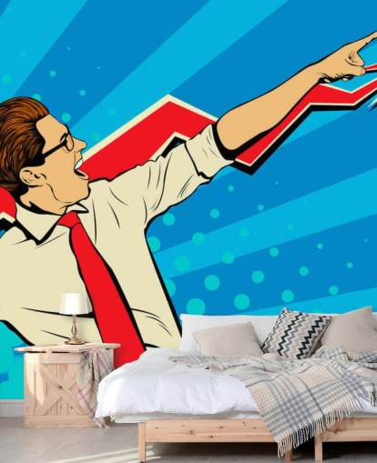 kontor fyr med briller gjør en dab i pop art stil tapet