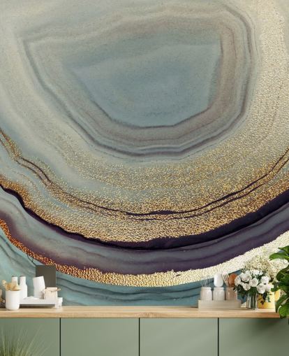 guld og grå geode vægmaleri kaldet Gold Dust Grey Marble af Lara Skinner til stuer, soveværelser og køkkener guld og grå geode vægmaleri kaldet Gold Dust Grey Marble af Lara Skinner til stuer, soveværelser og køkkener